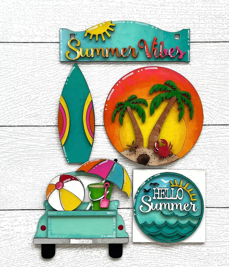 Summer Vibes Beach Day: DIY Wood Insert Kit: Shelf Sitter Insert Only for wagon and bench