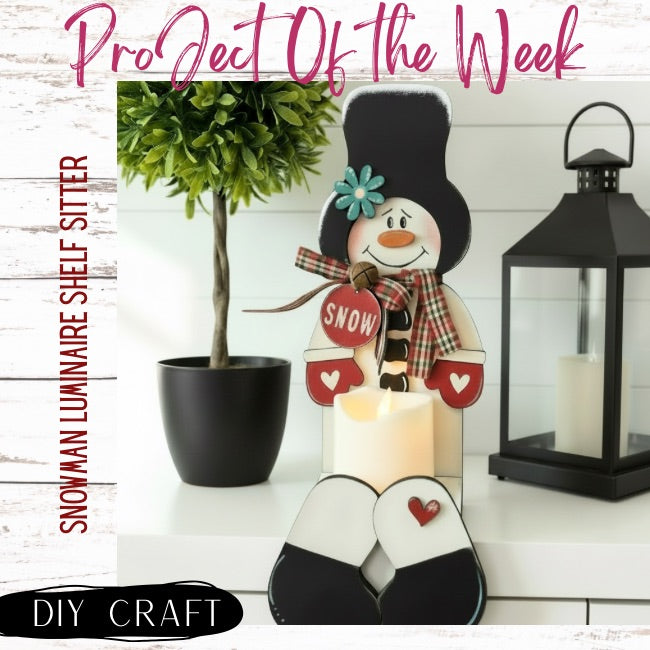 Chunky Snowman Luminaire Wood Craft Kit Shelf Sitter