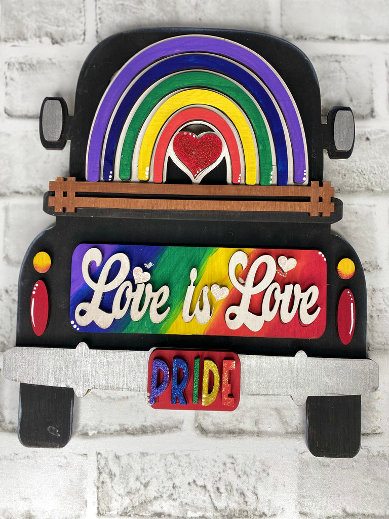 3D DIY Wood Truck Love is Love Insert: Insert Only for Double Sided Vintage Truck