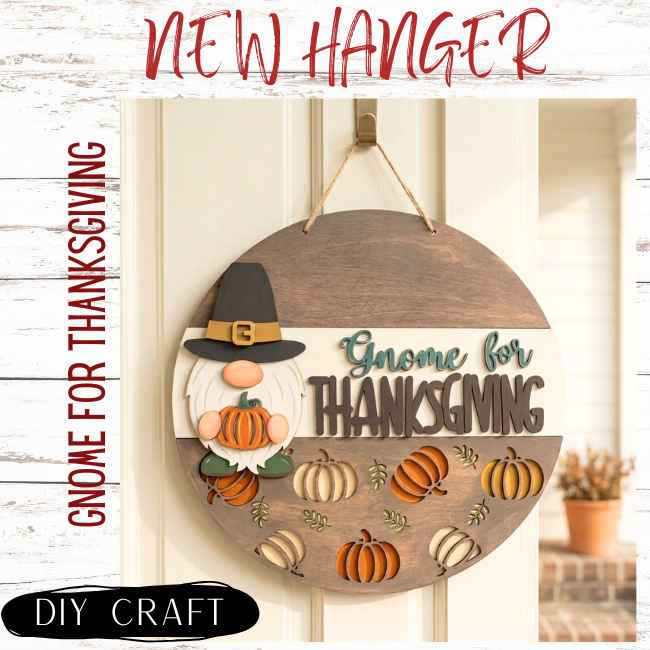 Gnome For Thanksgiving Wood DIY Fall Door Hanger Blank: 12 or 18"