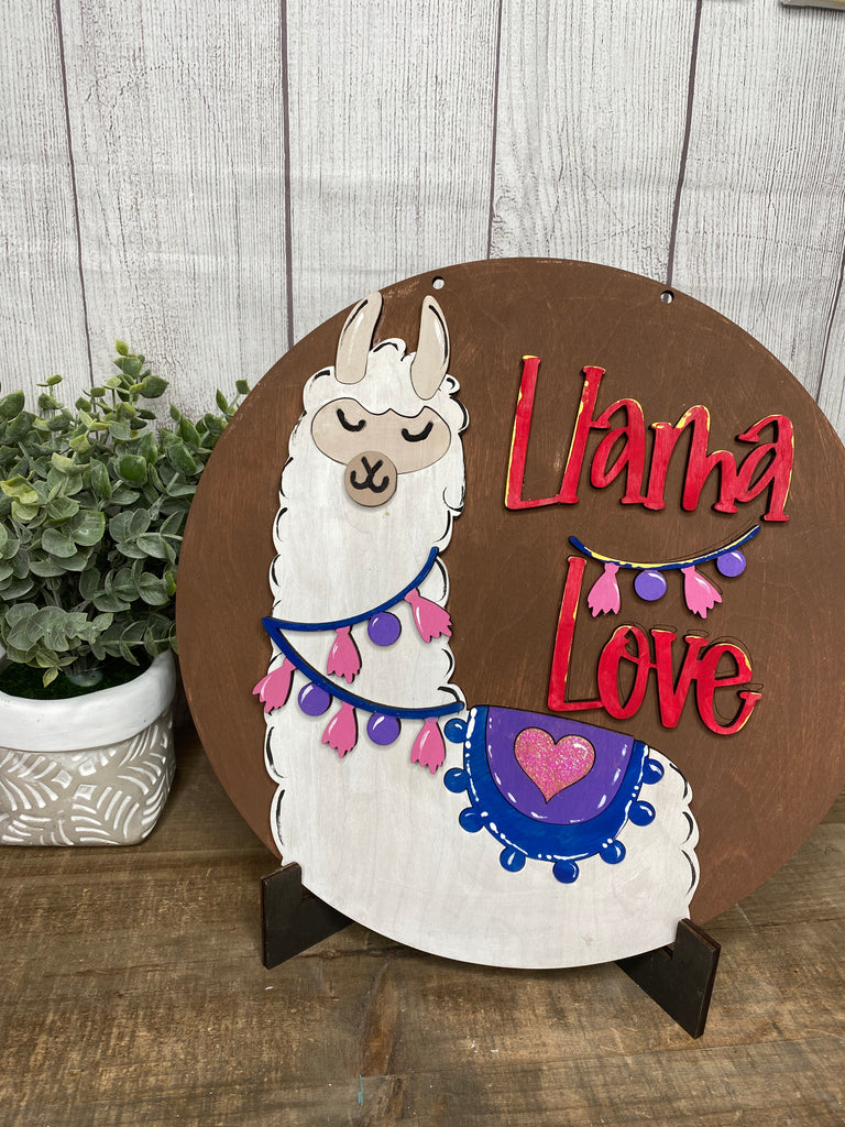 12" Kids Wood LLama Bare Wood Hanger Paint Kit