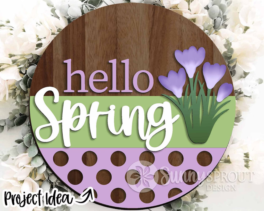 Hello Spring Crocus DIY Wood: Door Hanger Blank: 12" or 18"