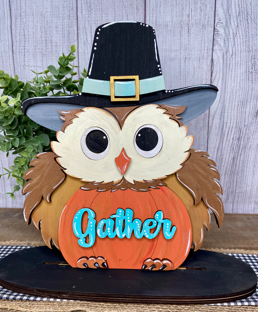 Pilgrim Owl 3D Wood Craft DIY Shelf Sitter