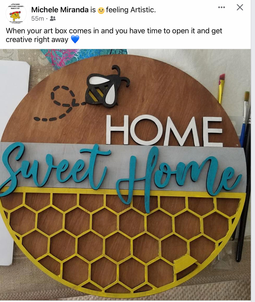 Wood 3 D Home Sweet Home with Bee Door Hanger; 12" or 18"
