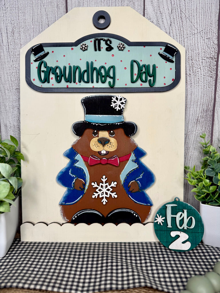 Groundhog Day DIY Wood Insert Kit for the Giant Gift Tag: Insert Only