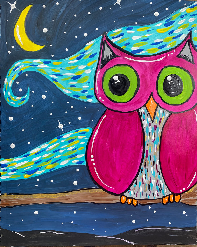 Starry Night Owl, Kids Canvas Art Kit