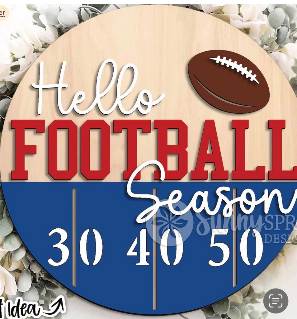 Hello Football Season Fall Wood DIY Door Hanger Blank: 12 or 18"