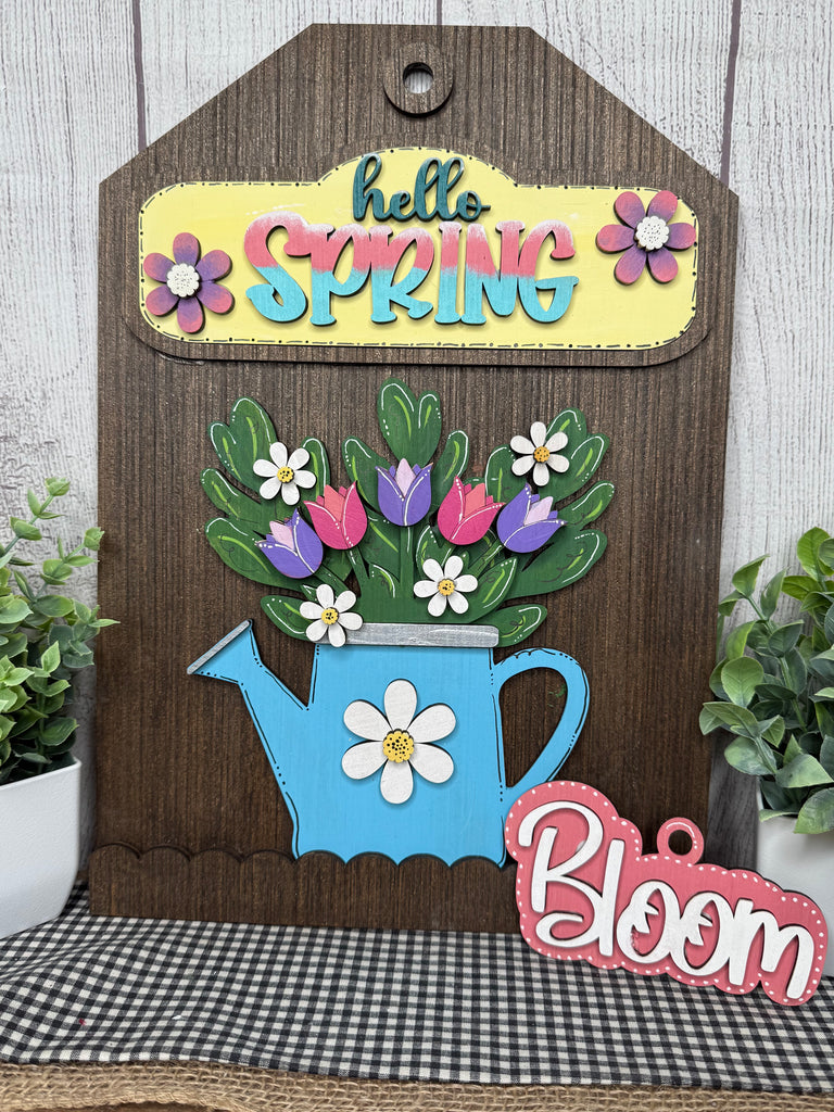 Spring Watering Can and Flowers DIY Wood Insert Kit for the Giant Gift Tag: Insert Only