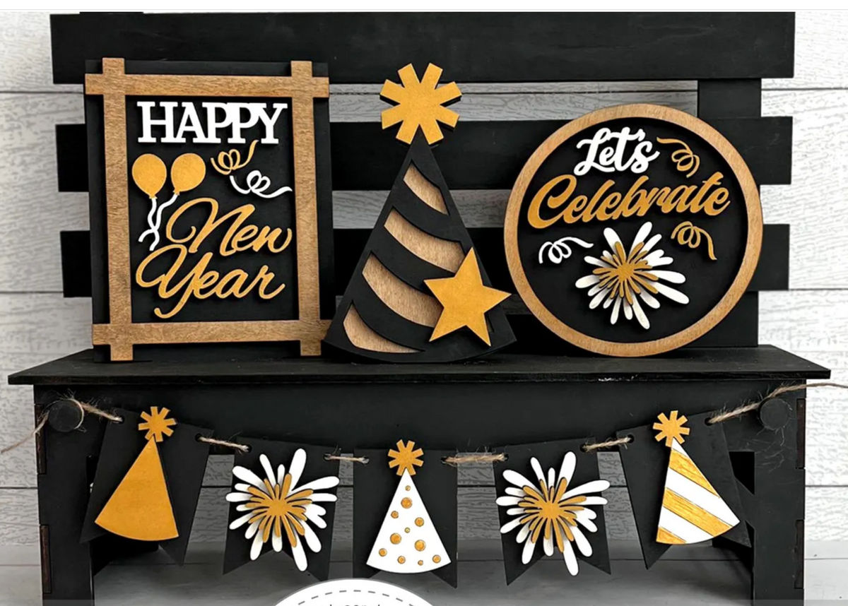 New Years DIY Wood Tiered Tray Kit Shelf Sitter SetTier Tray Only