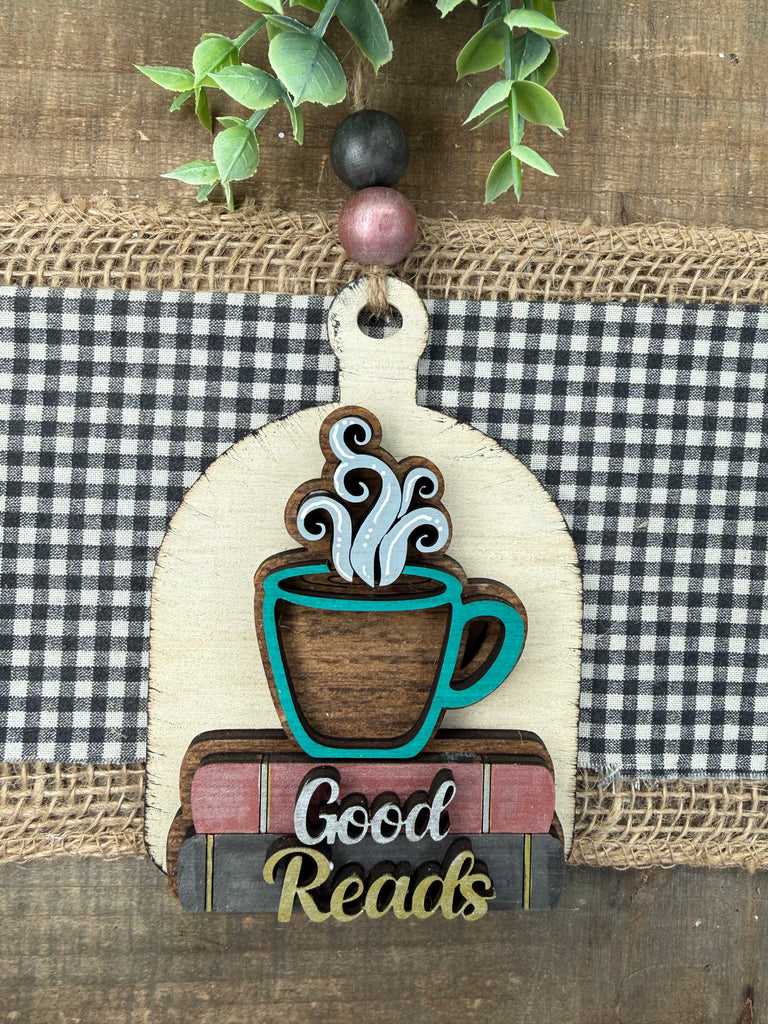 Book and Coffee Lovers Breadboard Spring Ornament