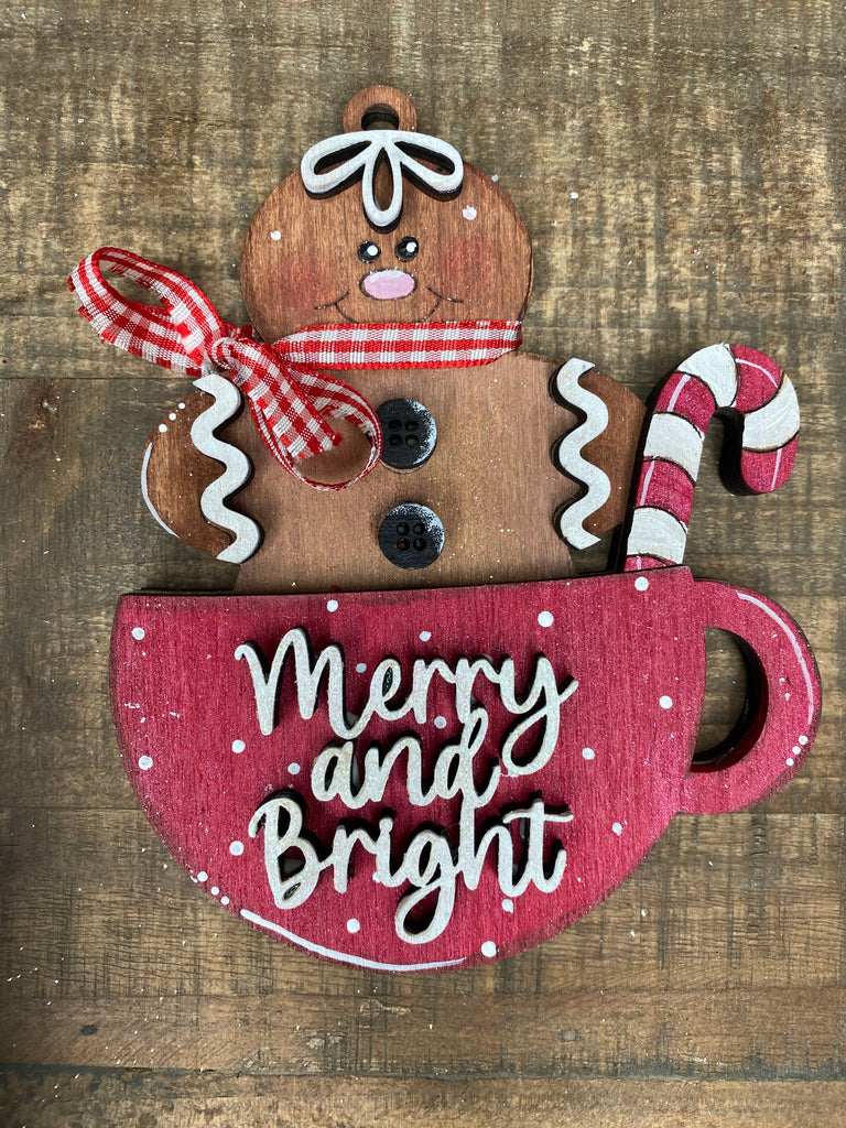 DIY Wood Blank Merry and Bright Gingerbread Ornament