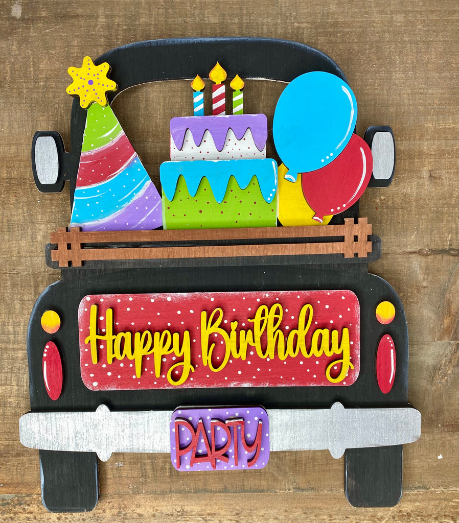 3D Wood Truck Shelf Sitter Happy Birthday Insert: Insert Only for Double Sided Vintage Truck