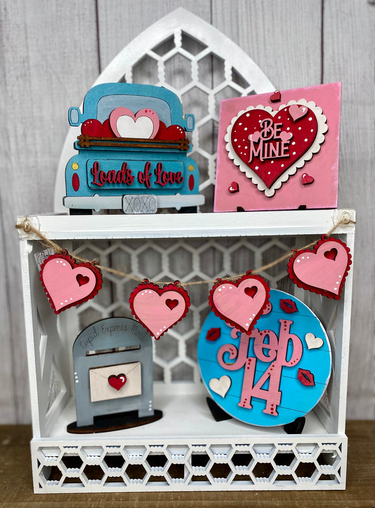 Valentine Loads of Love Truck Tiered Tray Kit Shelf Sitter Set
