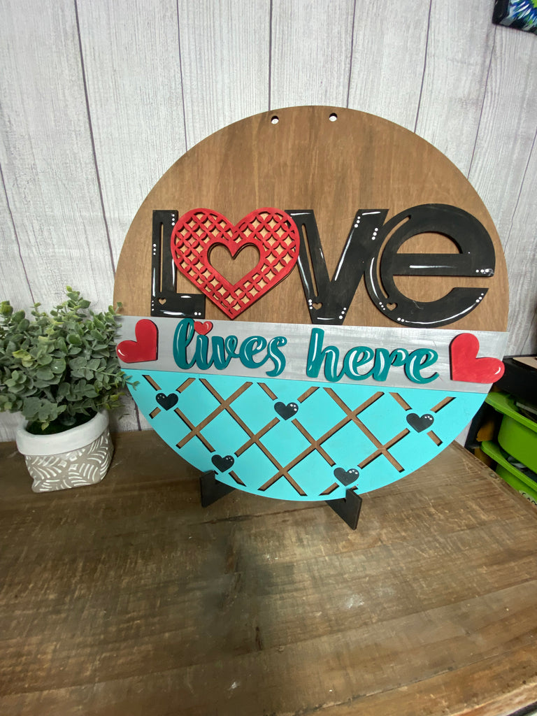 Love Lives Here DIY Wood Door Hanger Blank: 12" or 18"