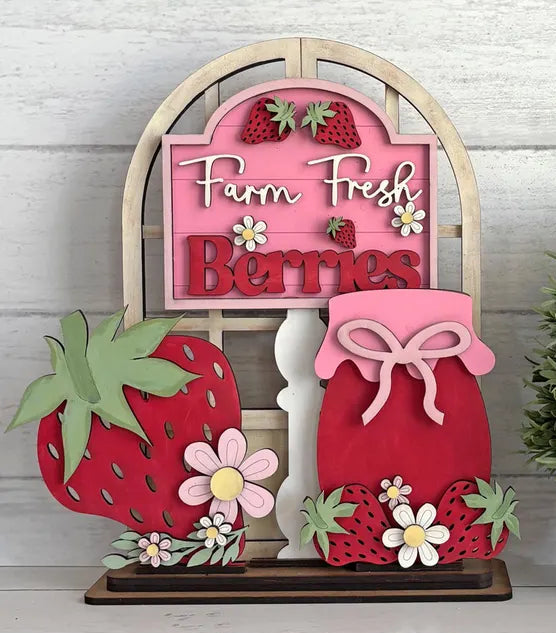 Strawberry Patch  Insert For Window Shelf Sitter  DIY Wood Insert Kit: Insert Only