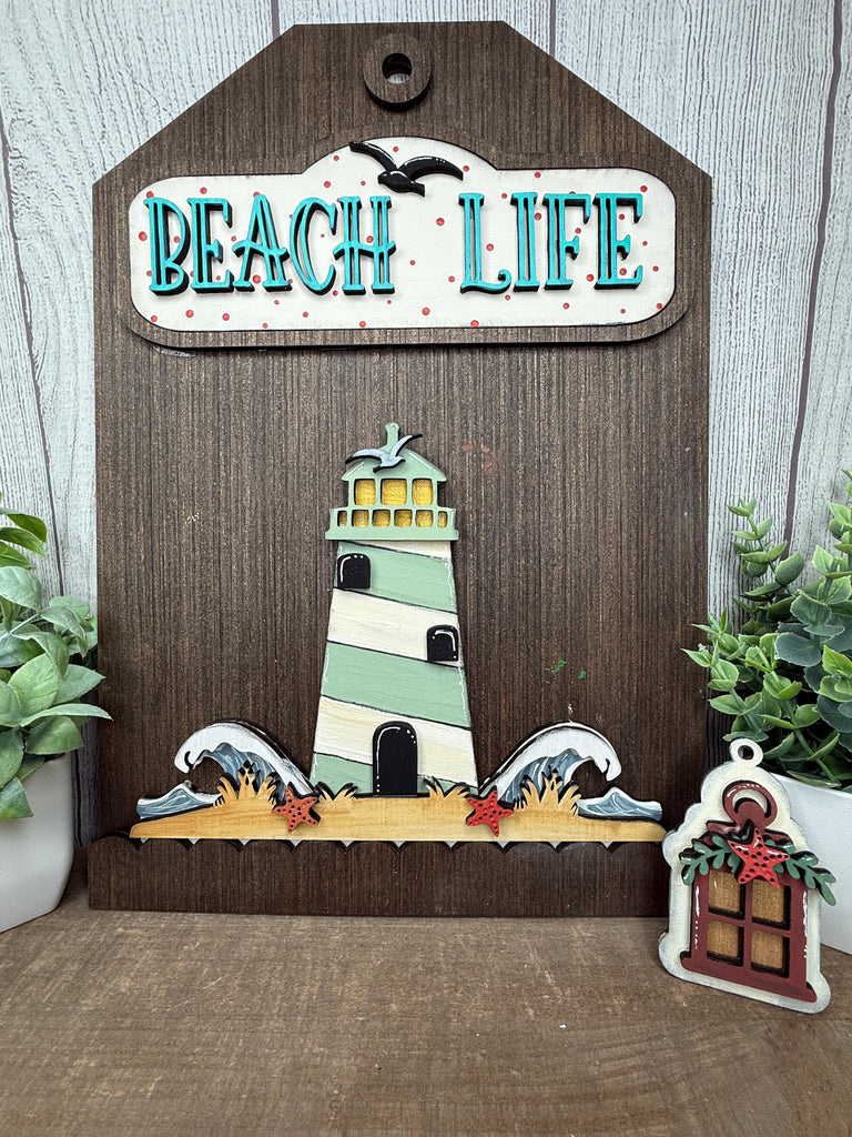 Beach Life Light House  DIY Wood Insert Kit for the Giant Gift Tag: Insert Only