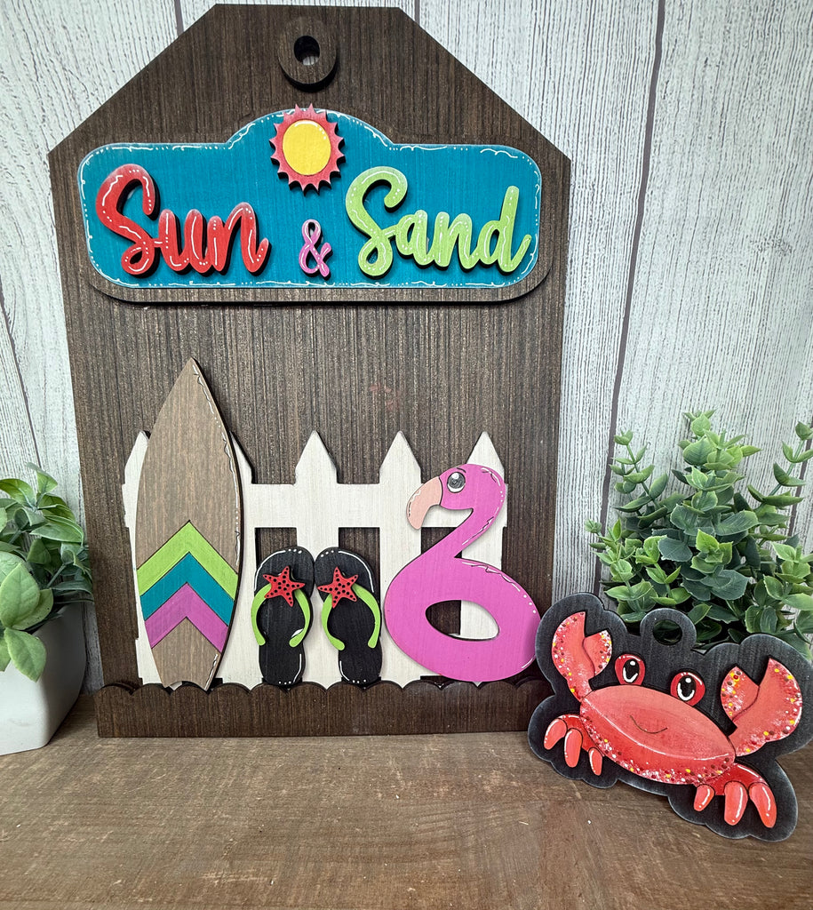 Sun and Sand  DIY Wood Insert Kit for the Giant Gift Tag: Insert Only