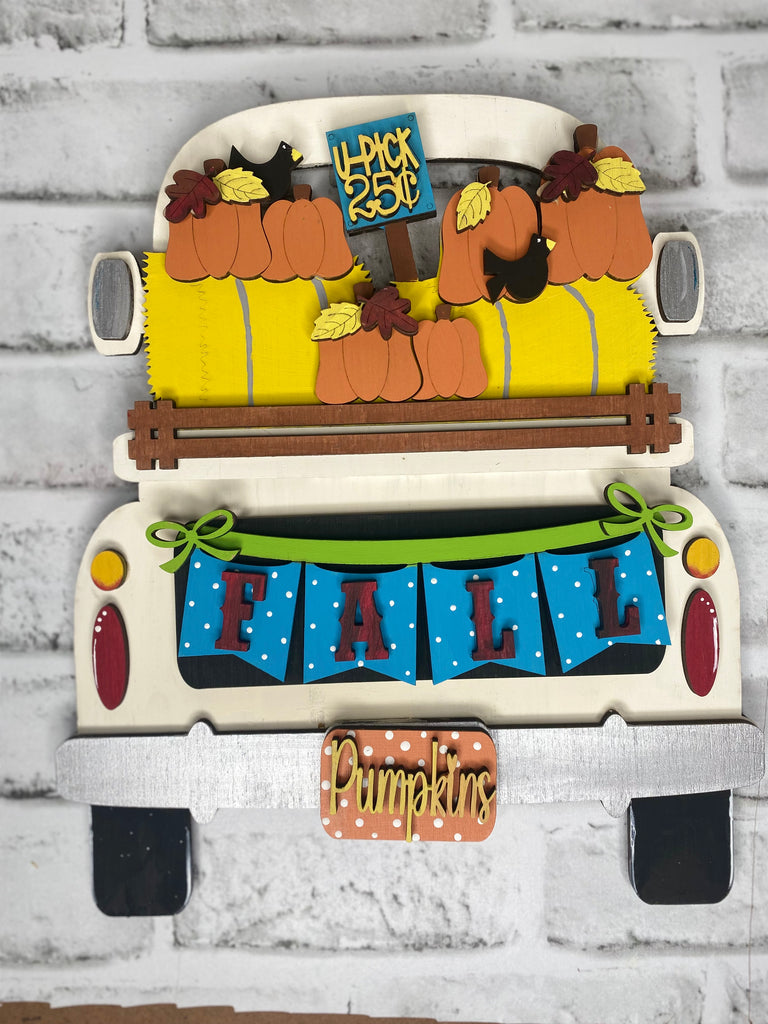 DIY Fall Pumpkin Patch Wood Truck  Insert: Insert Only for Double Sided Vintage Truck or Bread Board