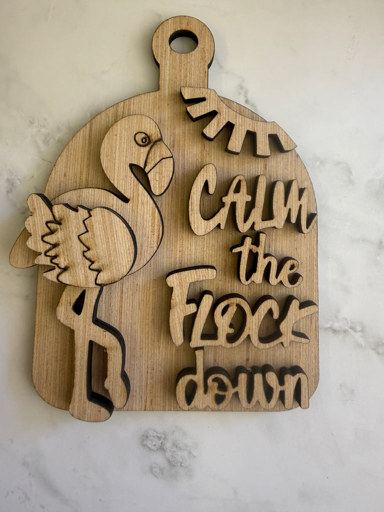 Calm The Flock Down Flamingo Farmhouse Anytime Ornament DIY Craft