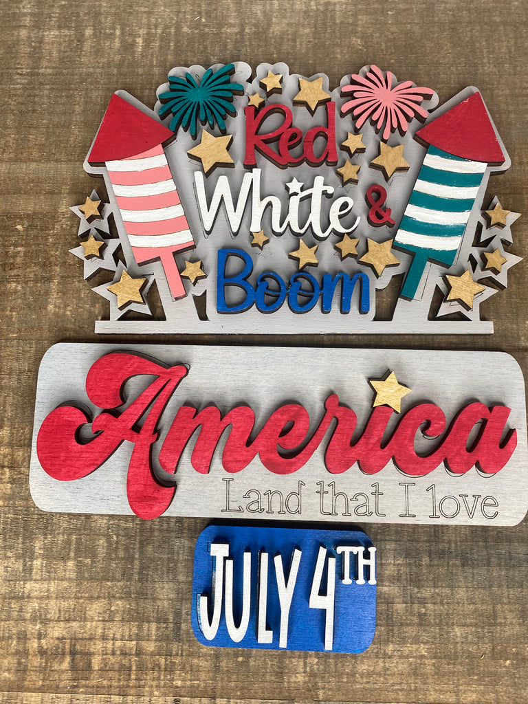 3D DIY America Red White and Boom insert Insert for Double Sided Truck or Bread Board: Insert Only