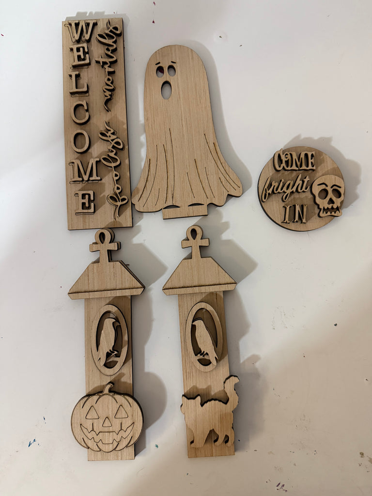 Welcome Foolish Mortals Insert  Fall Shelf Sitter