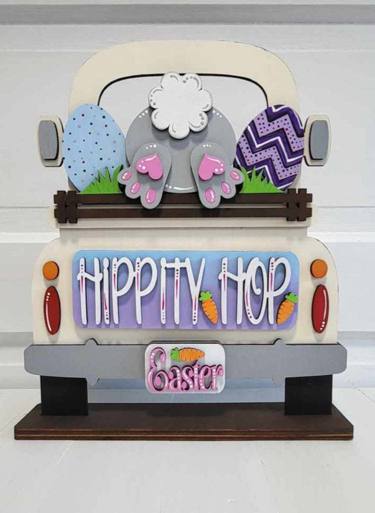 3D DIY Hippity Hop Bunny  Wood Truck  Insert: Insert Only for Double Sided Vintage Truck