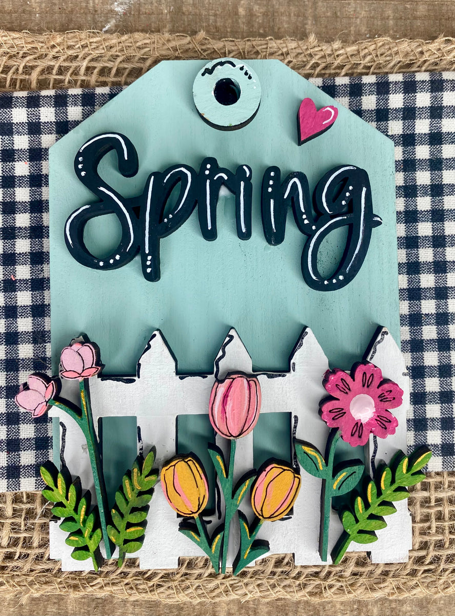 Spring Fence Crafts Spring Fence and Flowers DIY Wood Spring Ornament – Clayopatra Arts