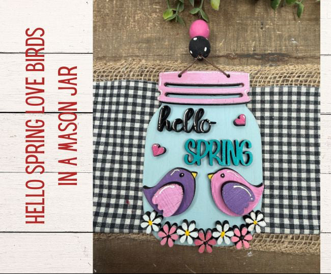 Love Birds in Mason Jar Wood Spring Ornament  DIY Craft