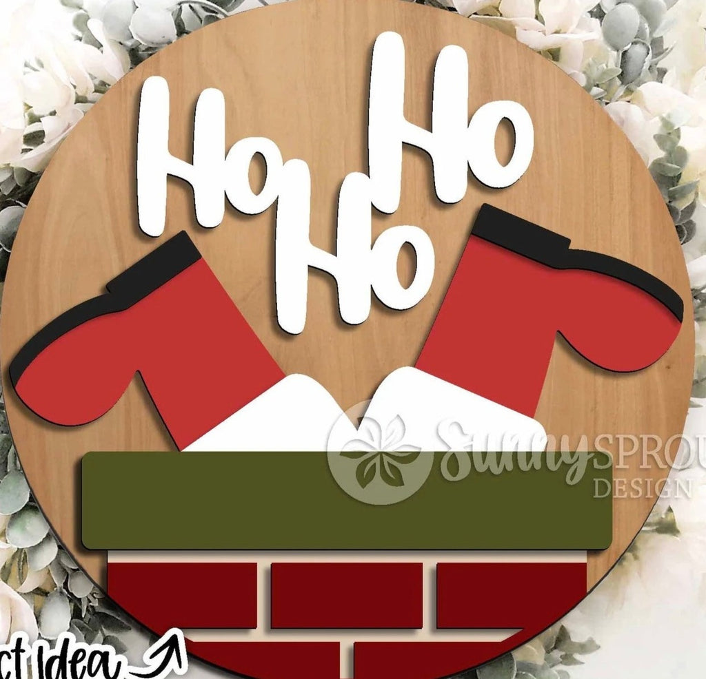 Ho Ho Ho Santa Down The Chimney DIY Wood Door Hanger Blank: 12" or 18"