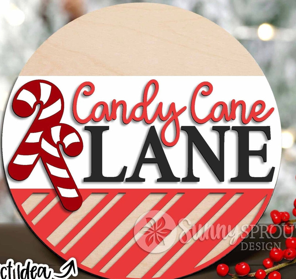Candy Cane Lane DIY Wood Door Hanger Blank: 12" or 18"