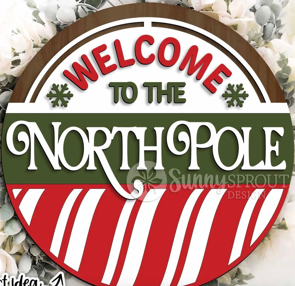 Welcome to the North Pole DIY Wood Door Hanger Blank: 12" or 18"