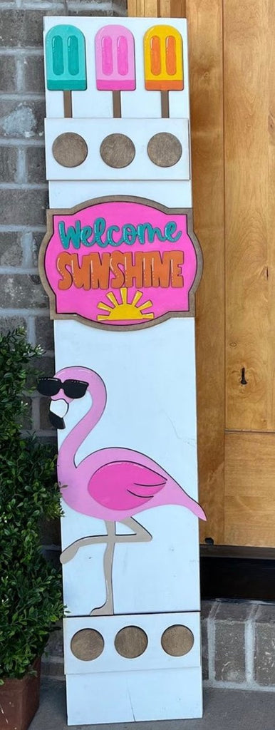 Welcome Summer Flamingos Interchangeable Porch Leaner Kit ***3D Kit only***