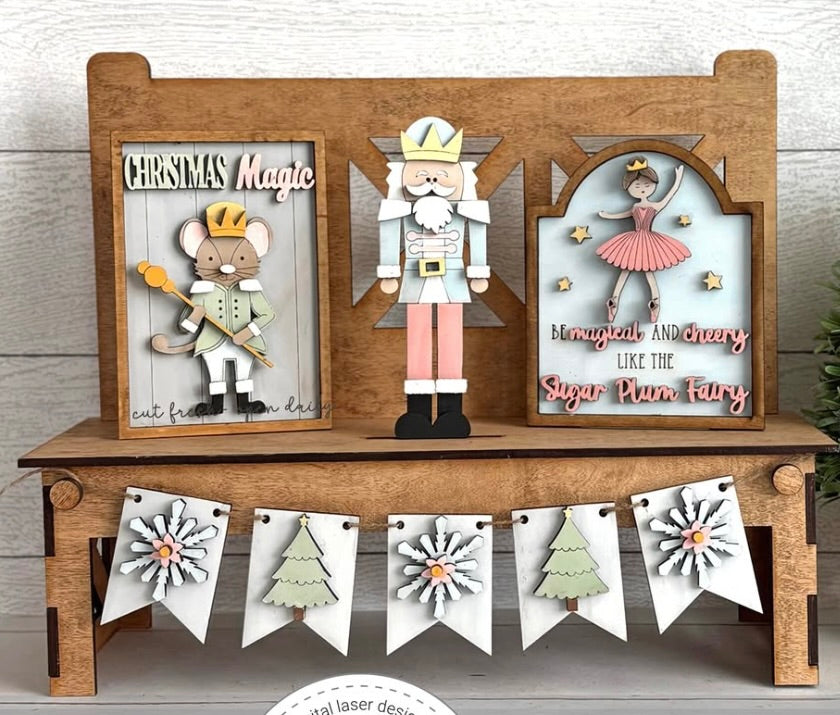 Nutcracker DIY Halloween Wood Tiered Tray Kit Shelf Sitter Set:Tier Tray Only