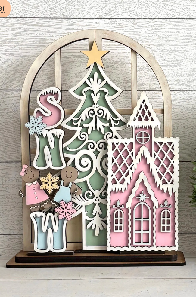 Gingerbread Insert For Window Shelf Sitter  DIY Wood Insert Kit: Insert Only