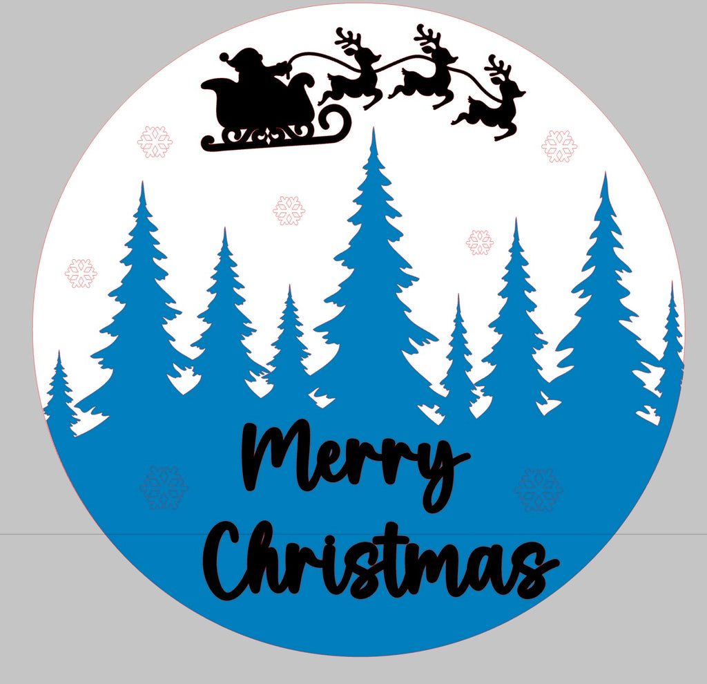 Merry Christmas Trees and Santa DIY Wood Door Hanger Blank: 12" or 18"