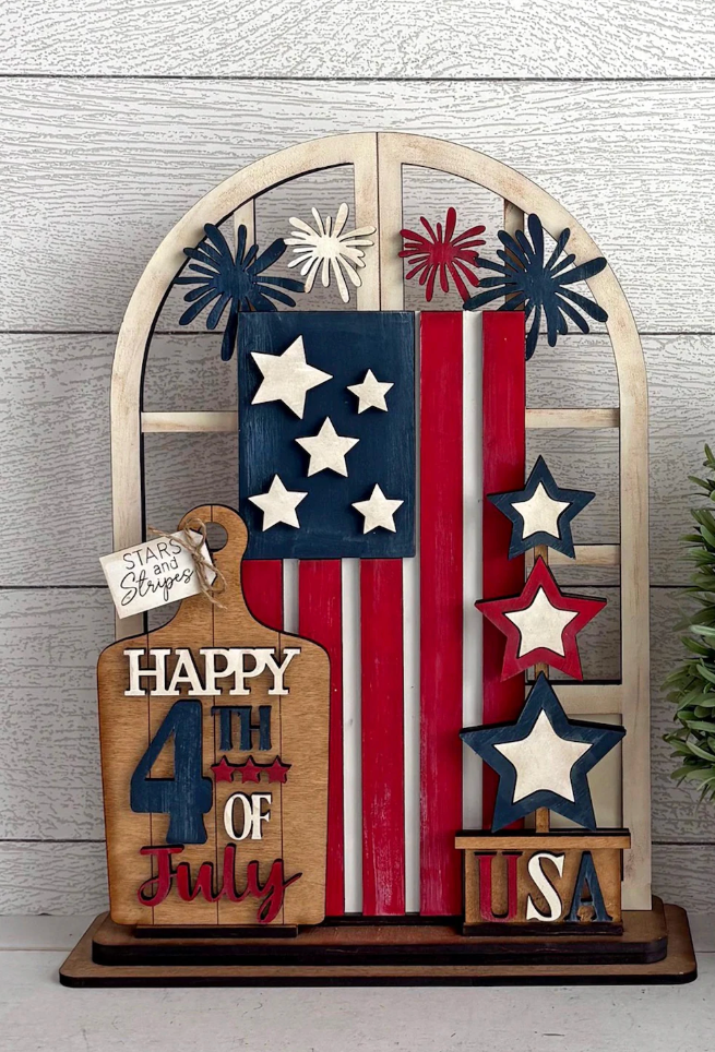 4th of July Insert For Window Shelf Sitter  DIY Wood Insert Kit: Insert Only