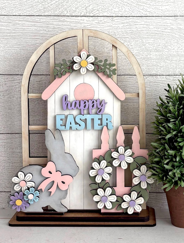 Happy Easter Insert For Window Shelf Sitter  DIY Wood Insert Kit: Insert Only