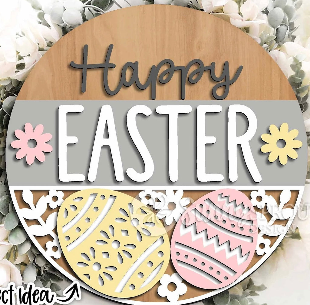 Happy Easter, Eggs and FlowersDIY Door Hanger  12" or 18"
