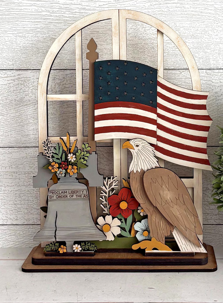 Patriotic Eagle  Insert For Window Shelf Sitter  DIY Wood Insert Kit: Insert Only