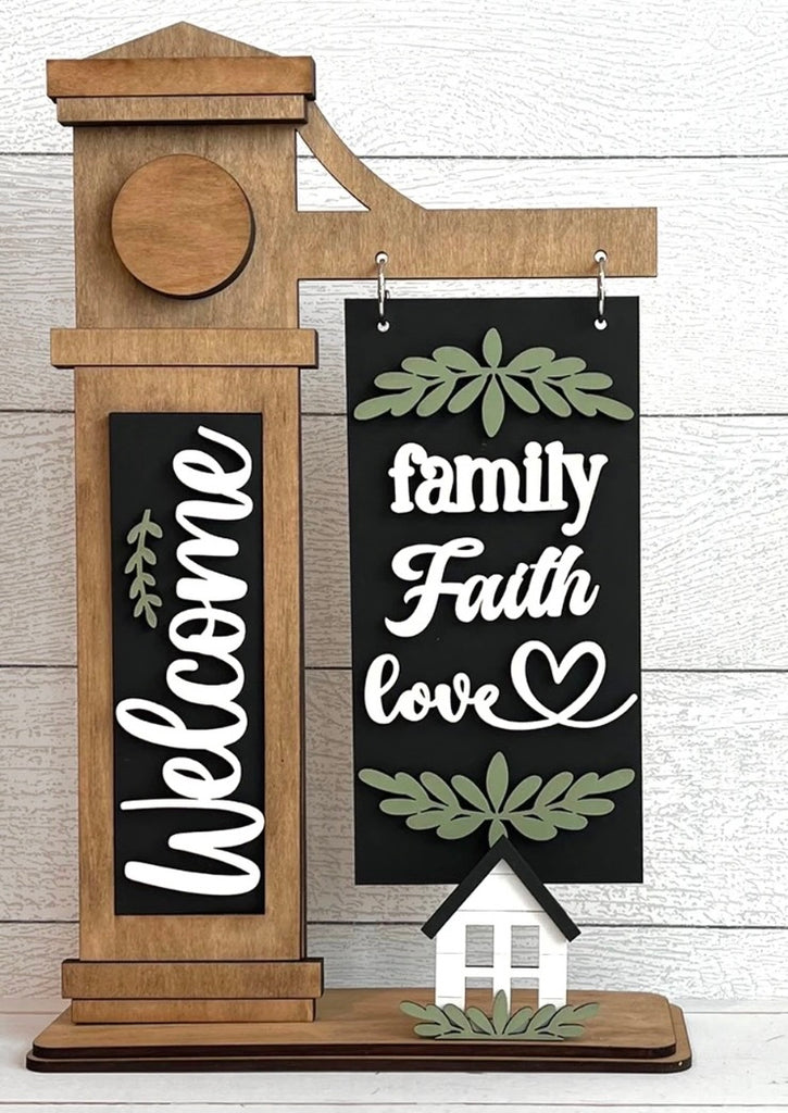 3D  DIY Welcome Family, Faith, Love Wood Insert Kit for the Arm Stand: Insert Only