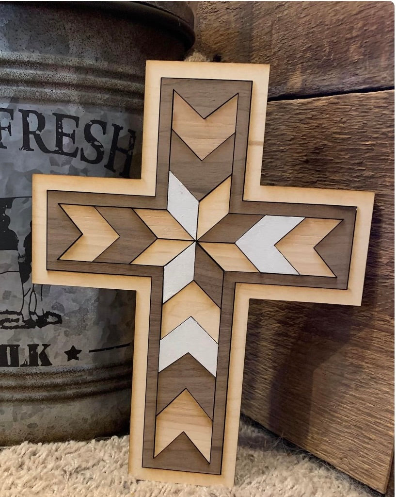 Barn Quilt Wood Cross Shelf Sitter: DIY Craft Project