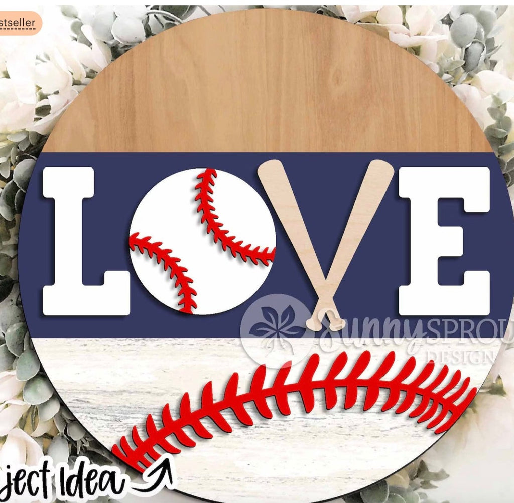LOVE Baseball DIY Wood Door Hanger Blank: 12" or 18"