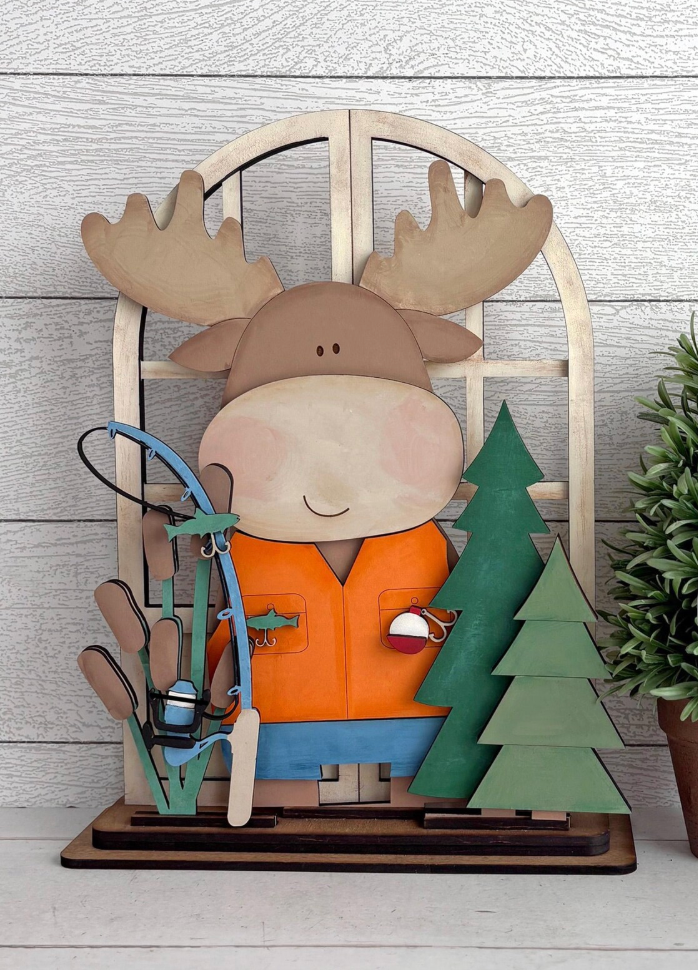 Fisherman Moose Insert For Window Shelf Sitter  DIY Wood Insert Kit: Insert Only