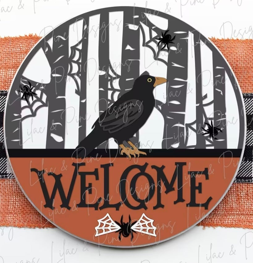 Welcome Raven Halloween Wood DIY Door Hanger Blank: 12 or 18"