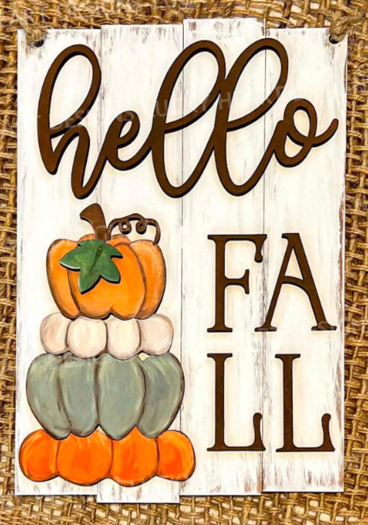 Hello Fall Rectangle Wood DIY Door Blank Sign: