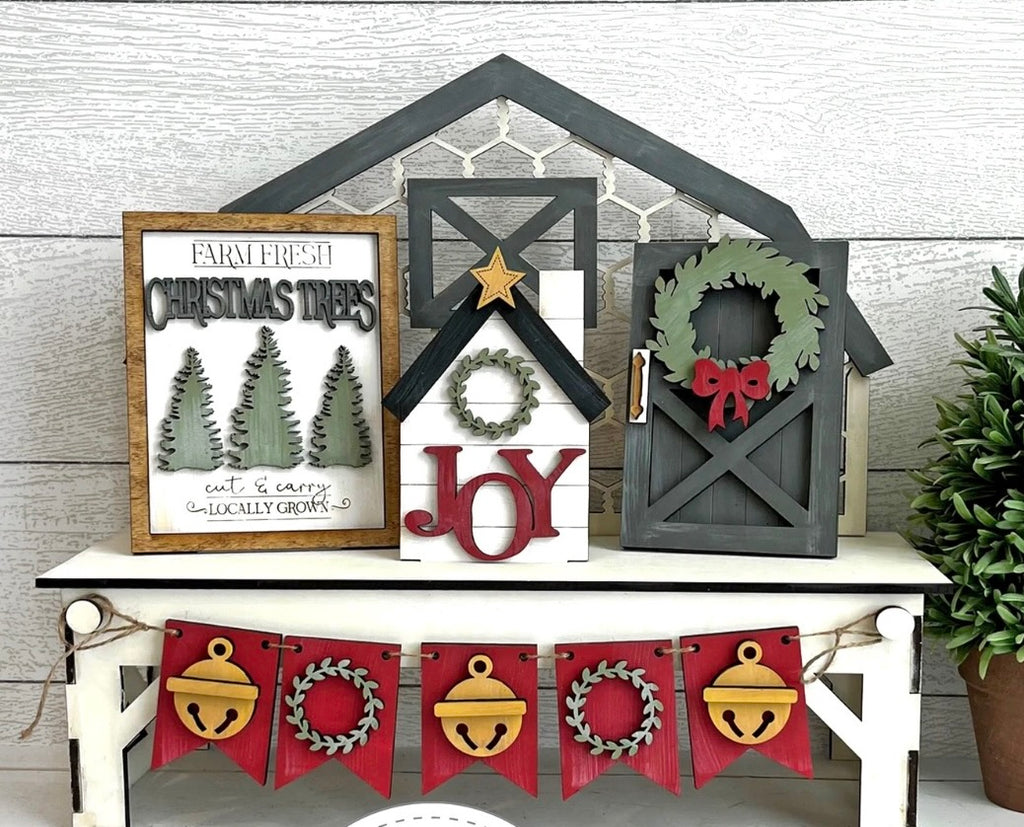 Farmhouse Joy Christmas DIY Wood Tiered Tray Kit Shelf Sitter Set: Tiered Tray Only