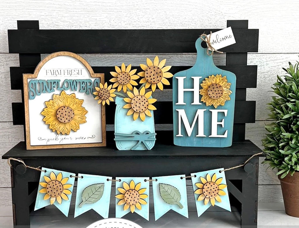 Sunflower Home DIY Wood Tiered Tray Kit Shelf Sitter Set