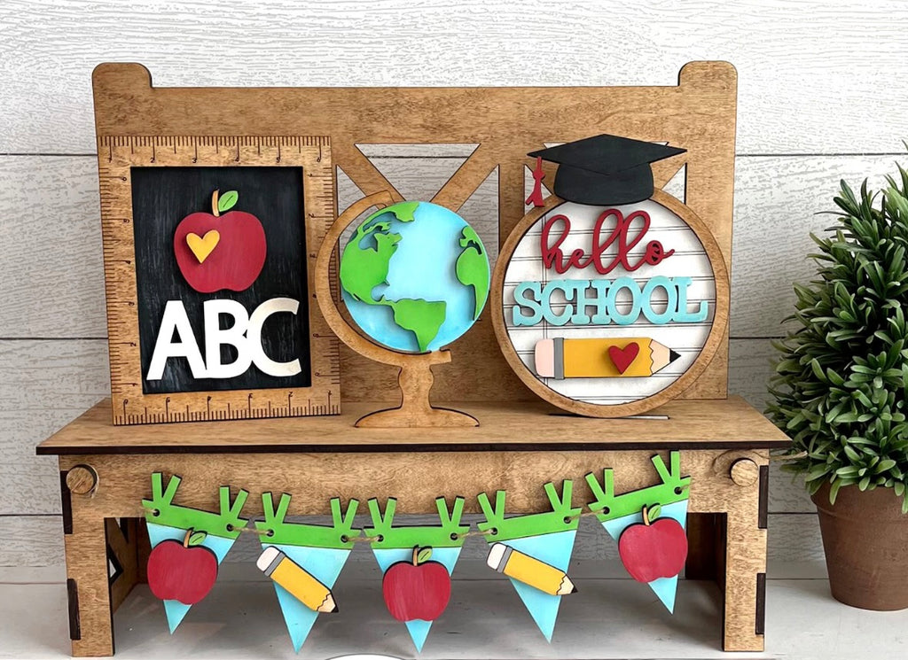 Back To School DIY Wood Tiered Tray Kit Shelf Sitter Set:Tier Tray Only