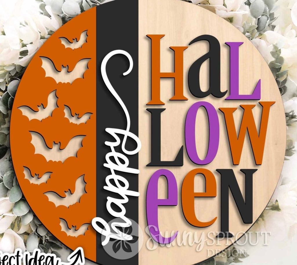 Happy Halloween Fall  Halloween Wood DIY Door Hanger Blank: 12 or 18"