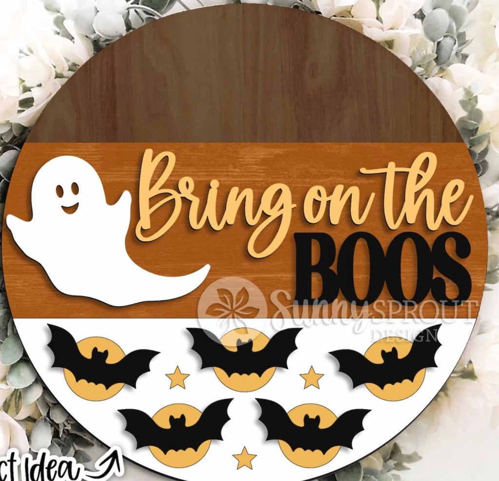 Get ready for the Boos Ghost Fall  Halloween Wood DIY Door Hanger Blank: 12 or 18"